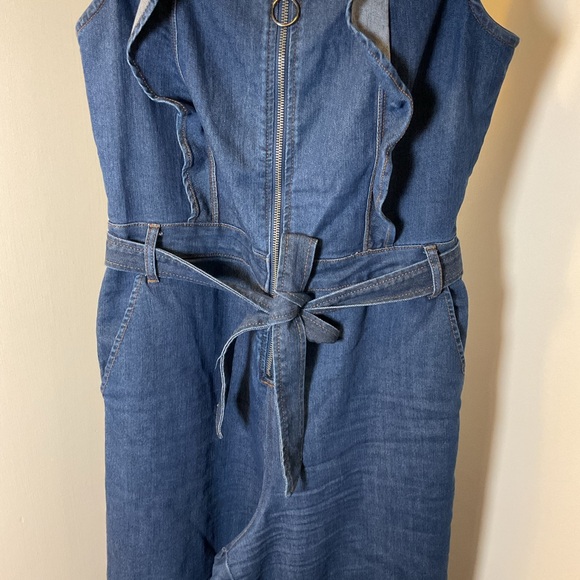 19. Tinseltown Blue Jumpsuit with Wide-Leg Palazzo Style Size Large - Picture 8 of 13